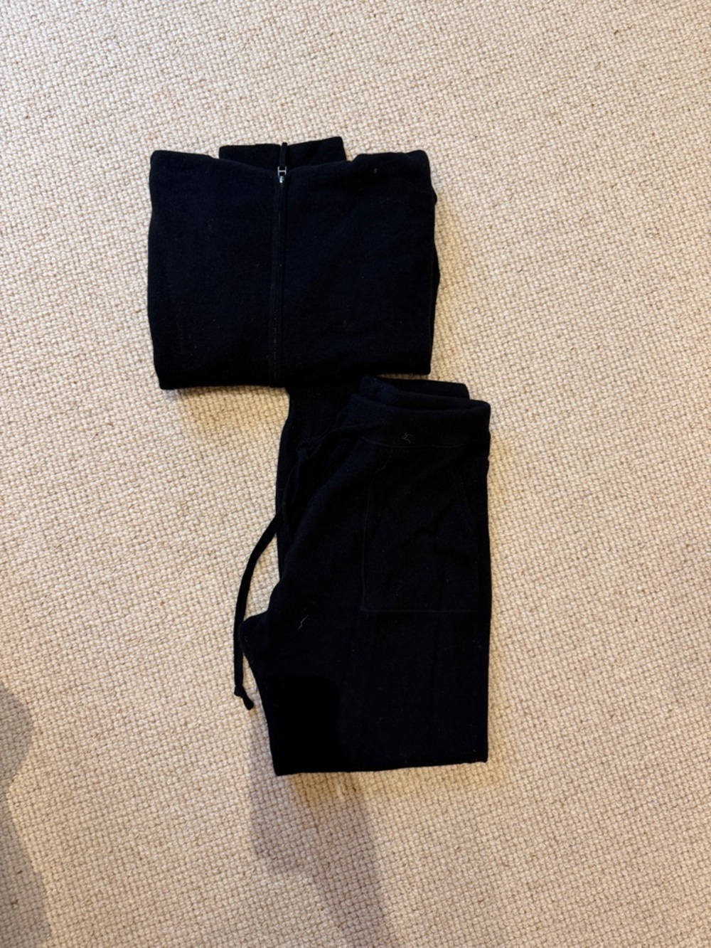 Margaret O'Leary Black Cashmere Jogger Track Pants and Matching Zip Up
